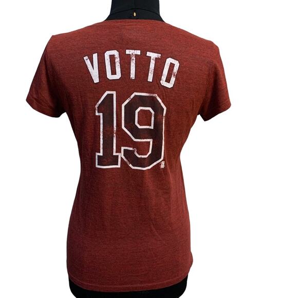 Cincinnati Reds Sports Gear Short Sleeve Shirt #19 Votto Size XL Burgandy Red - Picture 2 of 8